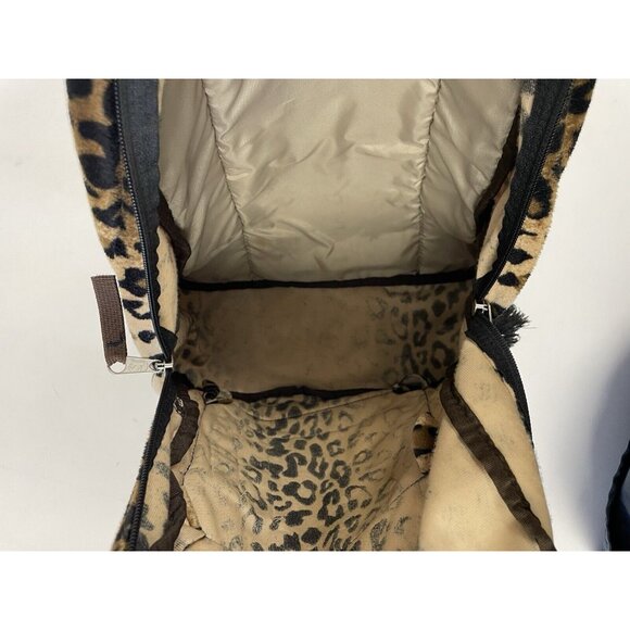 Vintage JanSport High Stakes TRS7 Leopard Animal Print Fuzzy Fabric Backpack - Picture 5 of 15